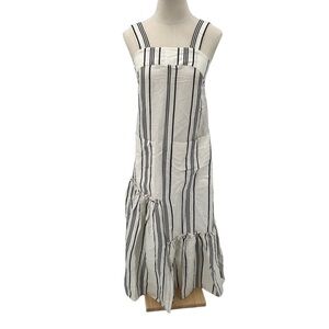 Apiece Apart White Black Sleeveless Striped Linen Silk Midi Dress Size 00 Womens